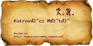 Kutrovácz Máté névjegykártya